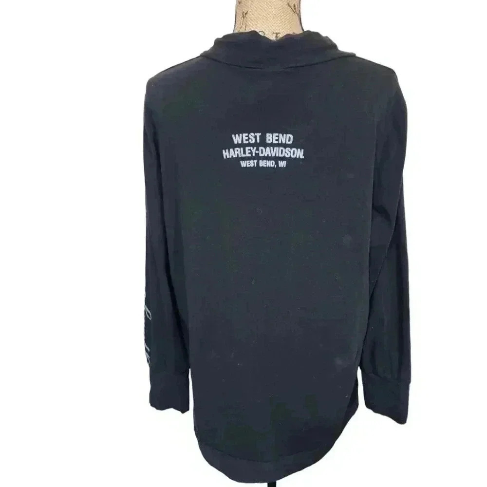 Harley Davidson Womens Wrap Ruffled bottom long sleeve blouse. Size 1x - Picture 4 of 9